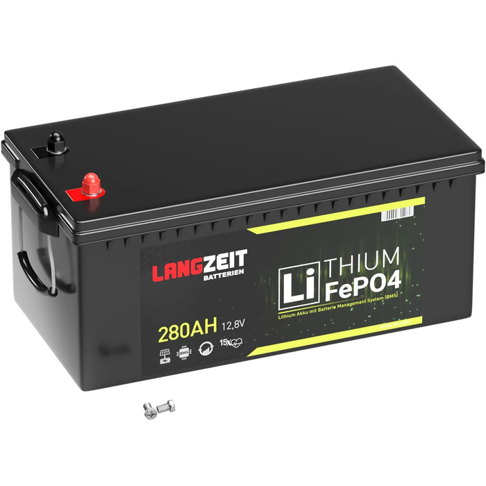 ДОВГОСТРОКОВА літієва батарея LiFePO4 280Ah 12V для автофургонів, сонячних батарей, човнів, ДБЖ, включаючи BMS, замінює 200Ah 300Ah