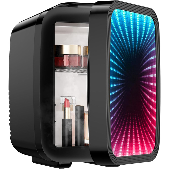 Міні-холодильник LIGIANT MF01C на 4л з підсвіткою (7 режимів), функція охолодження та підігріву, AC/DC, для авто, офісу та геймерської кімнати, чорний