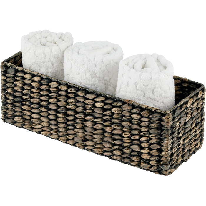 Плетений кошик з натурального водного гіацинта-плетений кошик, який можна штабелювати-ідеальне місце для зберігання у ванній кімнаті- (чорний)