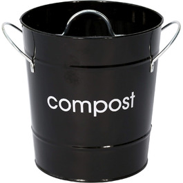 Контейнер для компосту з оцинкованої сталі (порошкове покриття) з оцинкованою ручкою, внутрішнє відро із пластику, чорного кольору