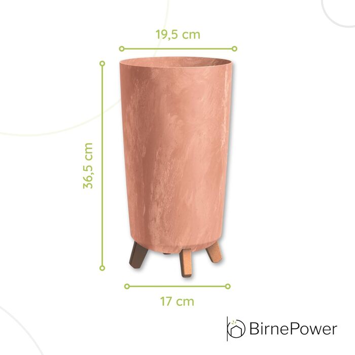 Плантатор BirnePower Gracia Slim 44,5 см – сучасний горщик для квітів з ніжками, бетонної текстури, стійкий до УФ-випромінювання та погодних умов, елегантний кашпо для балкона, саду, інтер'єру – антрацит (висота 36,5 см, теракота, бетон)