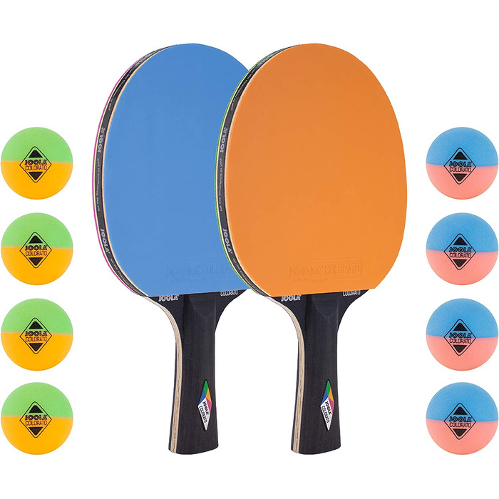 Набір для настільного тенісу Joola COLORATO, що складається з 2 ракеток для настільного тенісу 8 різнокольорових кульок для настільного тенісу, універсальний і універсальний набір для настільного тенісу Colorato з 12 різнокольоровими кульками М'ячі для на