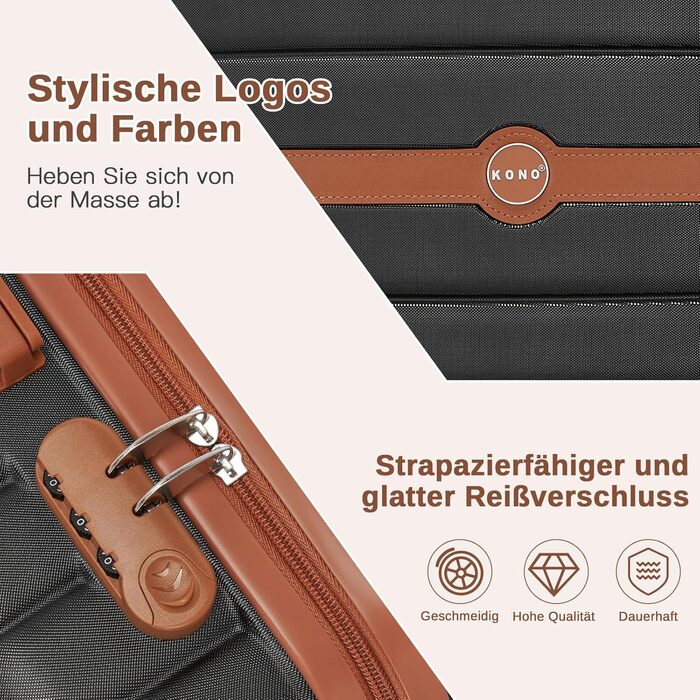 Валіза KONO, середнього розміру, 66 см, ABS+PC, з двома колесами та кодовим замком (темно-зелений/коричневий)