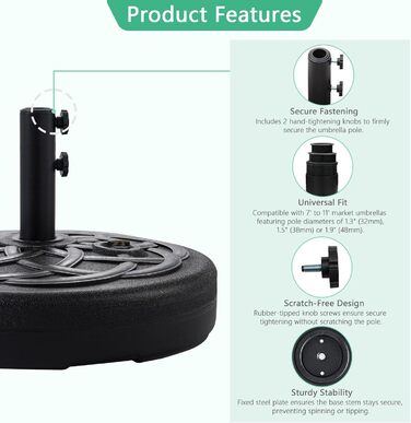 Підставка для парасольки Helios&Hestia Robuster, пластикова, заповнюється водою/піском, для вулиці, 31,8 кг, бронза