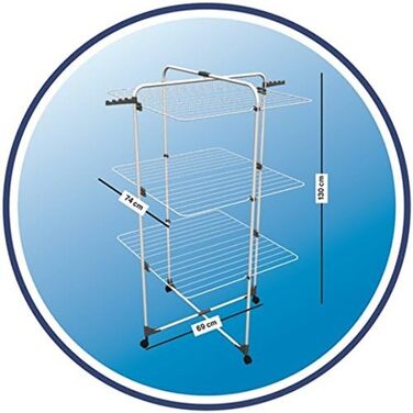 Баштова сушильна машина Vileda Level 3, 3 рівня сушіння та 6 відкидних сітчастих стійок, довжина лінії 33 м