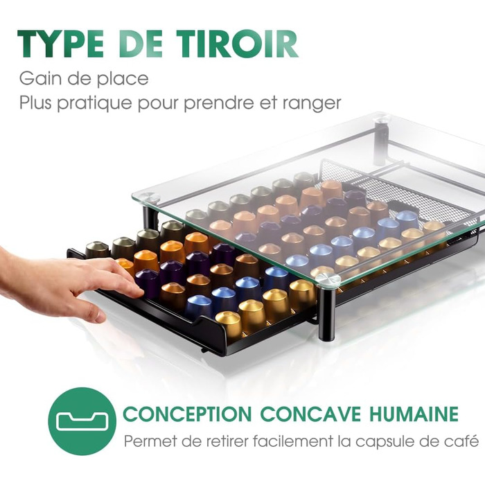 Підставка для капсул Nespresso Masthome, 60 капсул, скло, з серветкою для чищення