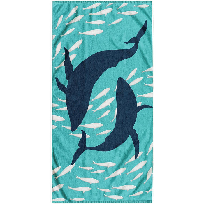 Пляжний рушник DecoKing 90x180 см синій білий Дельфін