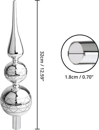 Ялинкова іграшка - 32 см сріблястий блиск - Скляна куля для ялинки