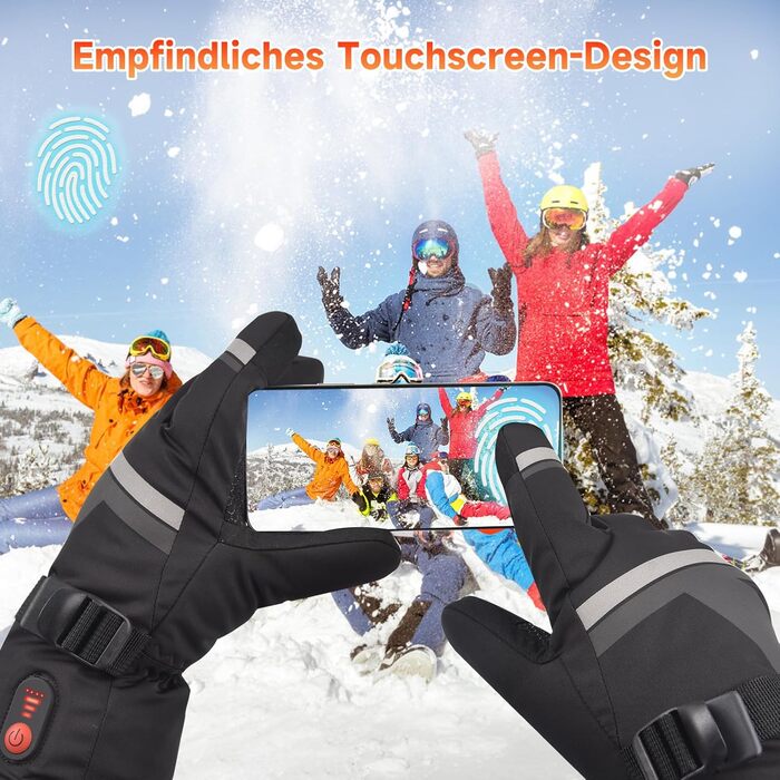 Гріючі рукавички Netraty для катання на лижах, велосипеді, мотоциклі. 7.4V, 6400mAh, 3 режими нагріву, зимові рукавички (M)