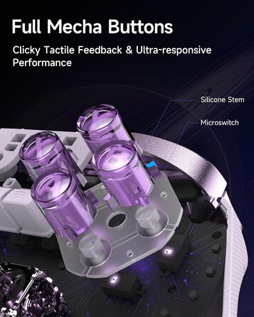 Контролер EasySMX D10 для ПК з підстанцією зарядки, бездротовий контролер з джойстиком TMR та 2-в-1 тригером, 1000Hz polling контролер з RGB підсвічуванням для ПК/Switch/телефону (фіолетовий)