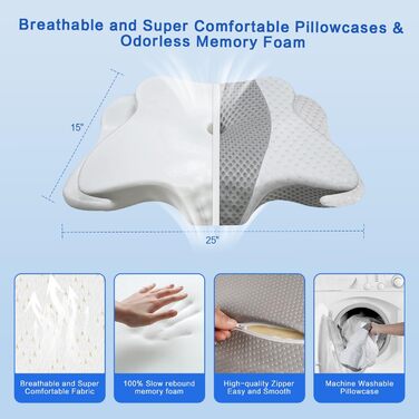 Ортопедична подушка для шиї з Memory Foam, регульована висота, ергономічна, для комфортного сну, без запаху, підходить для сну на боці