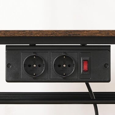 Стелаж для кухні з розетками, підлоговий, бакалійний, 35 x 48 x 135 см, 4 гачки, станція для кави з тримачем для пляшок та гачками, вінтажний коричневий та чорний ABRHR23UE01