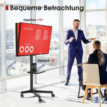 Підставка для телевізора на колесах для 32-65 дюймів, чорна, до 40 кг, VESA 400x400 мм