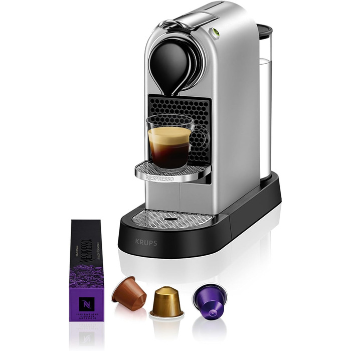 Кавомашина Nespresso Krups CitiZ XN741B, срібна: автоматична, 1260 Вт, 1 л резервуар