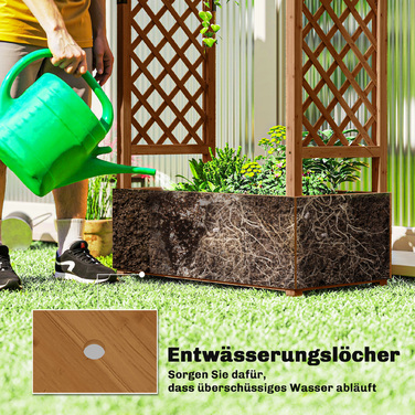 Підвищене грядка з опорою для ліан та дахом, для квітів, фруктів, овочів, трав, 110 x 44 x 181 см, дерево, помаранчевий