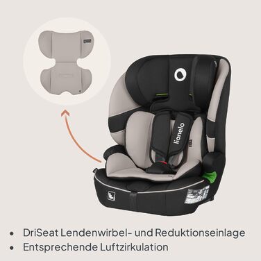 Автокрісло Lionelo Billy i-Size 76-150 см (15 міс - 12 років), ISOFIX, Top Tether, R129, бежеве