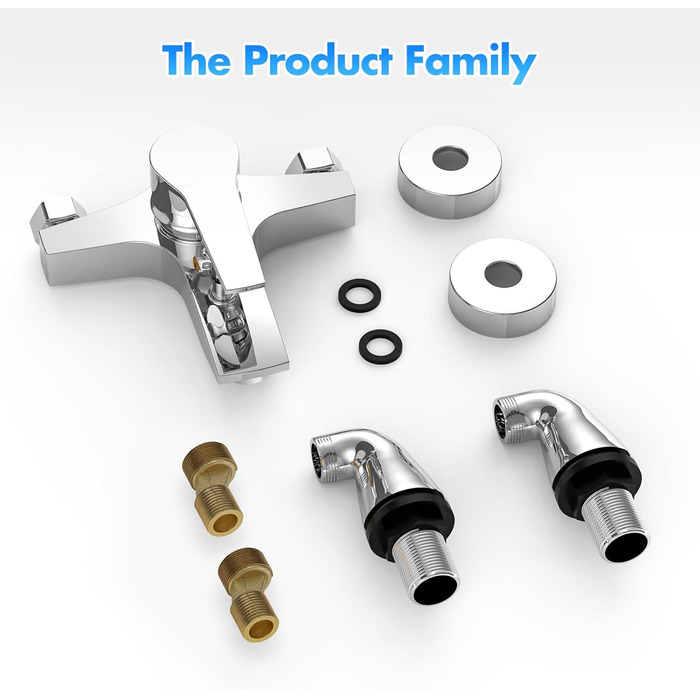 Сучасний змішувач для ванни та душу з двома виходами, керамічним клапаном, латунний, хром. Змішувач для ванни та душу для ванної кімнати.