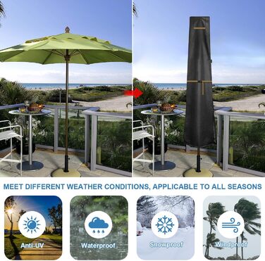 Захисний чохол для подвійного парасоля VANSHEIM Ø 400 см, водонепроникний, захист від УФ, для парасоля/ампельного парасоля, 460x270 см