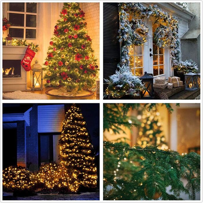 Гірлянда світлодіодна Herbst - 35 метрів, 320 LED, на Хелловін, розширювана, з пам'яттю, 8 режимів, для дому та саду, водонепроникна, для вечірок, дерев, саду, весілля (тепле біле світло)