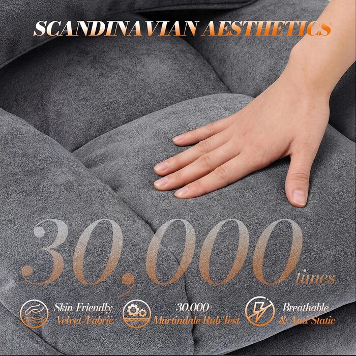 Офісний крісло Efomao XXL до 200 кг, важке, тканинне, з підставкою для ніг, ергономічне для комп'ютера з високою спинкою, похиле для дому/офісу, з товстою м'якою оббивкою (Сірий)