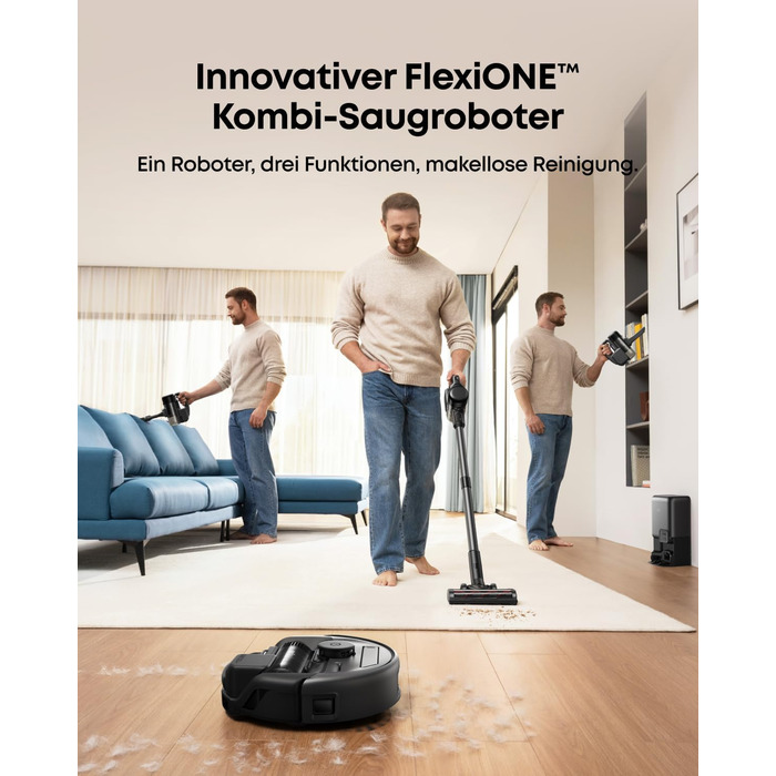 Робот-пилосос eufy HydroJet з функцією миття, 20000Pa, Turbo-сила всмоктування, щітки DuroSpiral, CornerRover для кутів, станція All-in-One, для тварин та дітей (E20)