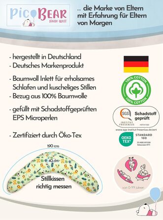 Подушка для вагітних Bear Classic 190 см, бавовняна подушка для сну та підтримки тіла, гіпоалергенна, принт Олень (100% джерсі бавовна)