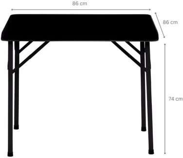 Складаний мобільний фуршетний стіл для тераси, балкона, саду з ручкою для перенесення Для 6 осіб у приміщенні та на відкритому повітрі Стіл для кемпінгу Стіл для вечірок Розкладний стіл Садовий стіл (ВхШхГ 74x86x86 см, чорний)