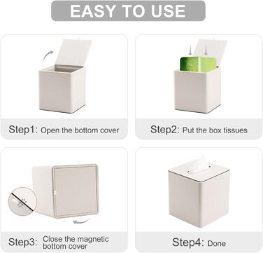 Склянка для серветок KINGFOM з PU шкіри, квадратна, для офісу/авто/дому (слонова кістка)