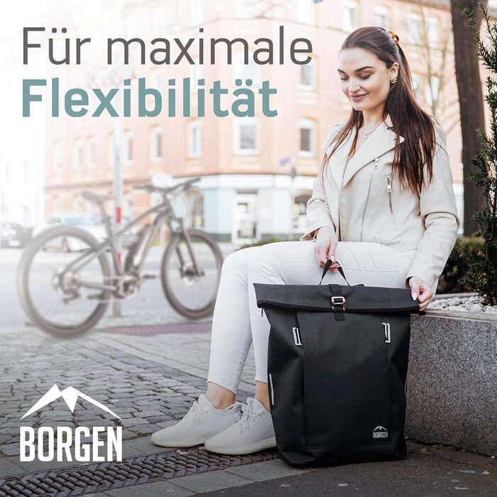 Велосипедна сумка Borgen Lifestyle Bag для багажної полиці зі знімною сумкою для ноутбука - Може використовуватися як сумка-кофр, велосипедна сумка, сумка через плече, повсякденна сумка 28 літрів