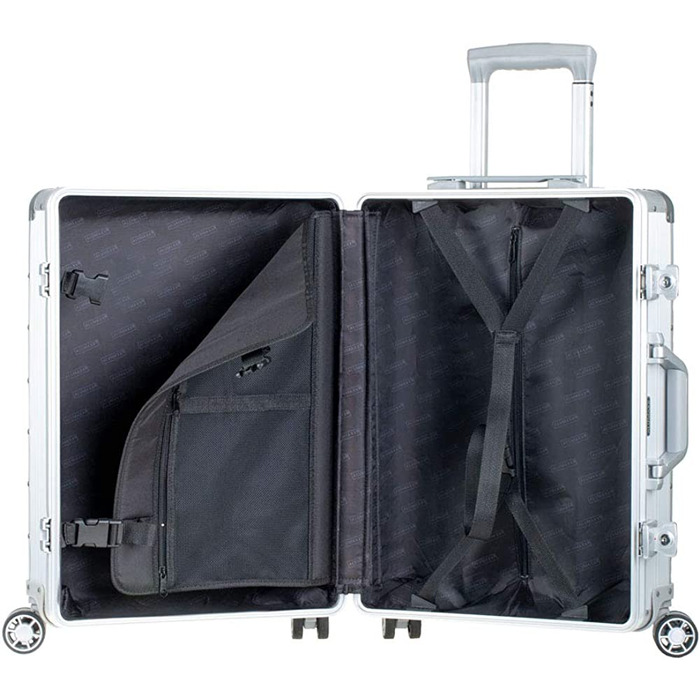 Дорожня валіза Alumaxx Орбіта, алюмінієва Валіза на коліщатках, Валіза-візок з 4 подвійними 360-градусними роликами, сріблястий корпус 54 см