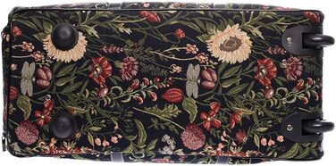 Дорожня сумка Signare Tapestry з колесом, садові квіти та істоти, чорна, міжнародна ручна поклажа