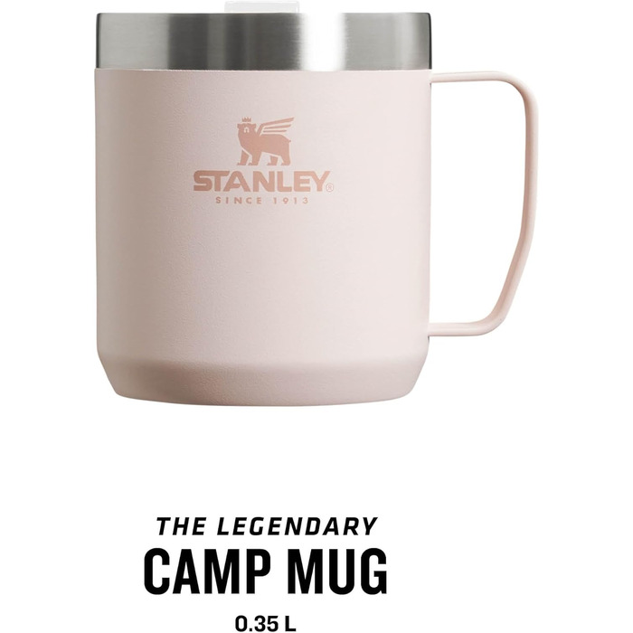 Термокружка Stanley Classic Legendary Camp Mug 0.35L - Рожевий Кварц - Зберігає тепло 1.5 год, холод 3 год - Нержавіюча сталь, BPA Free
