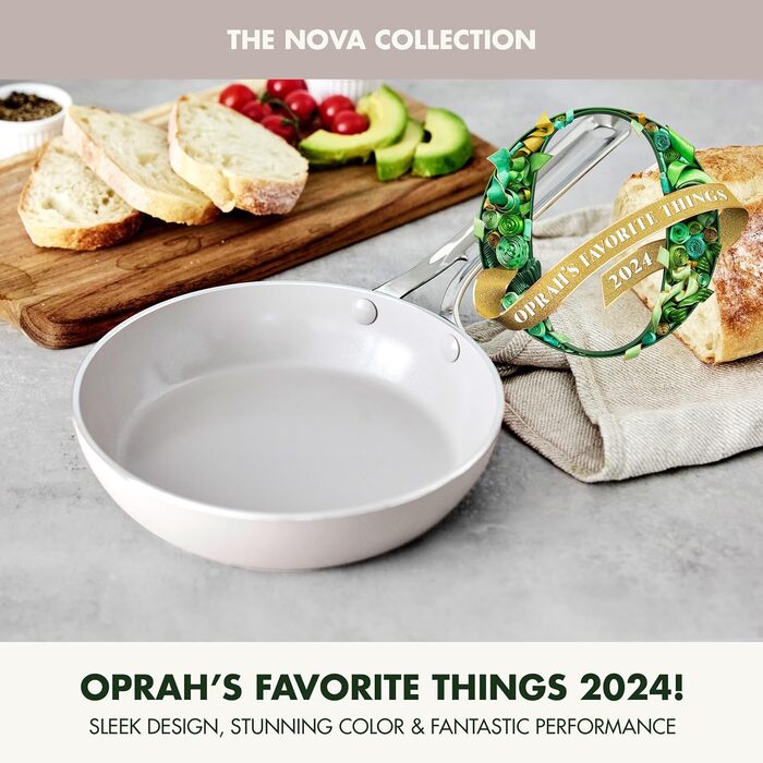 Набір кухонного посуду GreenPan Nova 10 предметів: каструлі та сковороди, антипригарне покриття без PFAS, для смаження, тушкування, супів, з кришками та інструментами