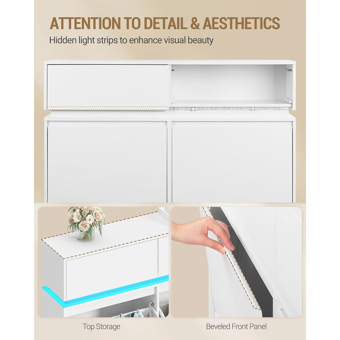 Взуттєва шафа Hzuaneri з 4 стулками, вузька, з LED-підсвічуванням, регульована перегородка, на 20 пар, 100 x 119 x 24 см, для передпокою, біла SR53603XEU