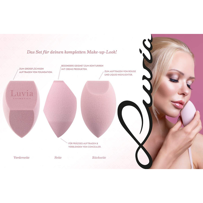 Пензлики для макіяжу Luvia Prime Vegan Pro 7 шт біло-рожеві