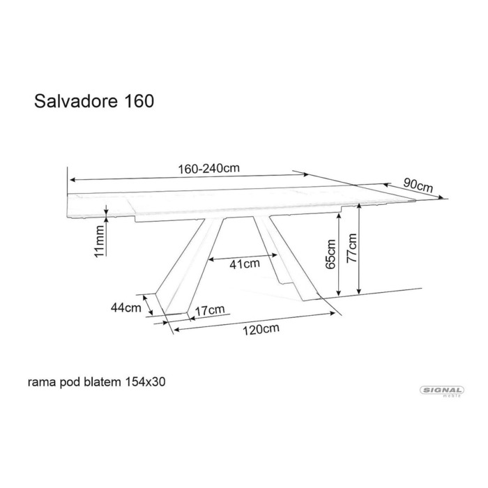 Стіл SALVADORE 160(240)*90 коричневий ефект дерева/чорний мат