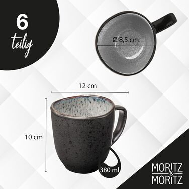 Набір кавових чашок Moritz & Moritz ORGANIC 6 шт. - сірий набір з міцної кераміки з унікальним градієнтом кольору, придатний для миття в посудомийній машині