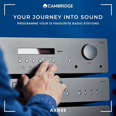 Стереоресивер Cambridge Audio AXR85, фоносцена, FM/AM радіо, Bluetooth 5.0 - місячно-сірий