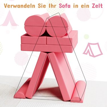 Дитяче ігрове крісло-диван, 15-ти частинний модульний, з сертифікацією Oeko-Tex® 100, з м'якого велюру (рожевий)