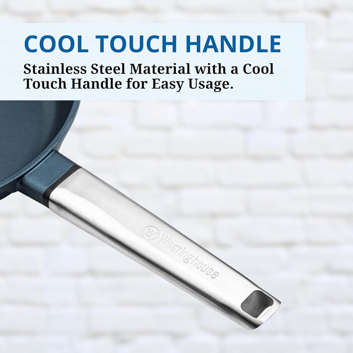 Сковорода-гриль Westinghouse PERFORMANCE SERIES 28 см з нержавіючої сталі, підходить для індукції, грилю та всіх типів плит, з антипригарним покриттям, для духовки та миття в посудомийній машині, алюміній, блакитний