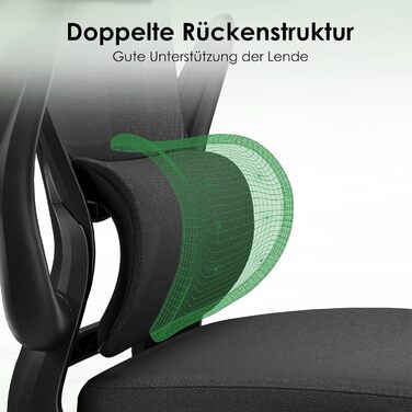 Ергономічне крісло Farini для офісу та дому: регульоване, з підголівником, сіро-біле (1680-grauweiß)