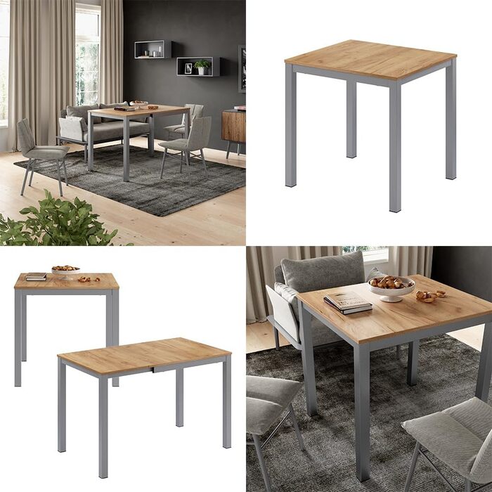 Розсувний стіл Vicco Esstisch Granny, дуб/сірий, 120 x 70 см, розтягується до 80-120 x 76 x 70 см