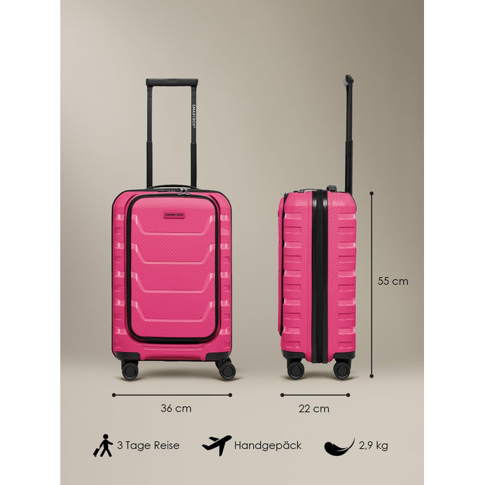 Набір валіз Smartbox Hartschalen 3-в-1: розширювані, з TSA-замком, з відділенням для ноутбука (рожевий)