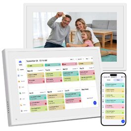 Цифрова фоторамка Frameo 10.1 дюймів WLAN, Full HD IPS сенсорний екран 1280x800, 32ГБ пам'ять, автоматичний поворот, можливість монтажу на стіну, керування через додаток Frameo (Білий)