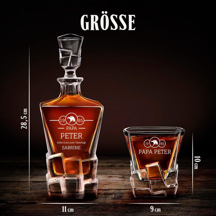 Мавертон Карафа для віскі 950 мл + Набір з 6 склянок для віскі з гравіюванням - Декантер для віскі - Подарунок на Різдво - Люкс дизайн - Кристалеве скло - для чоловіків на день народження (Орел)