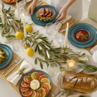 Набір посуду Twinzee Steingut 24 елементи для 6 осіб: тарілки та миски - серія Riviera (Азур, великі тарілки (x6))