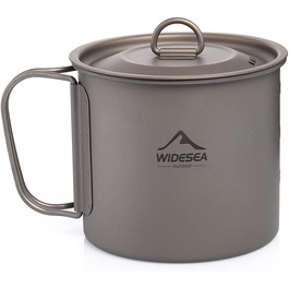Титанова кружка Widesea 600 мл з foldable ручкою для кемпінгу та пікніків на природі