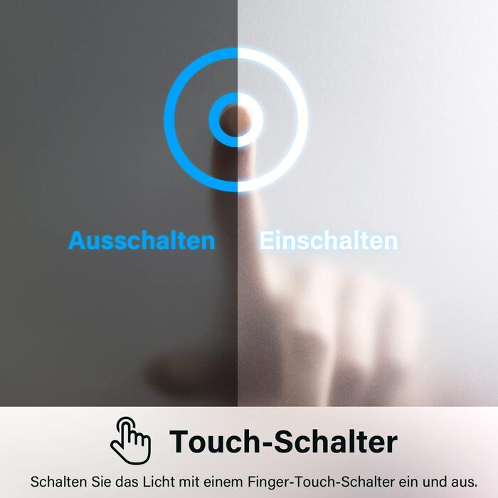 LED дзеркало для ванної кімнати 60x80 см з підсвіткою, сенсорне, протизапар, IP44, 3 колірні температури