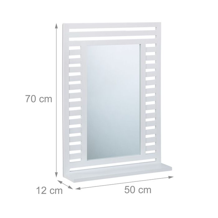 Дзеркало для ванної кімнати Relaxdays з поличкою, біле