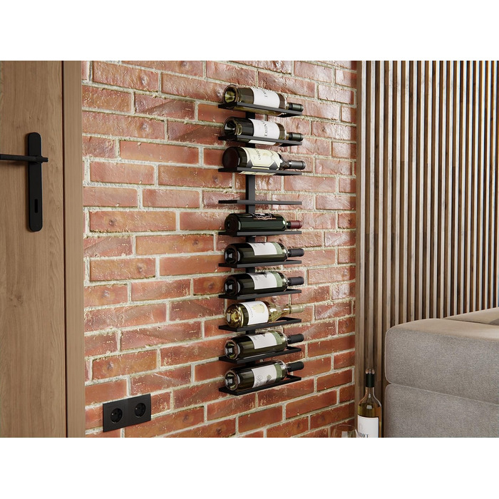 Металева полиця для вина Lenmar LOFT, 90 x 28 x 10 см, 10 місць, для пляшок, стелаж для вин, полиця для пляшок, кellerregal, міцна, для зберігання вина